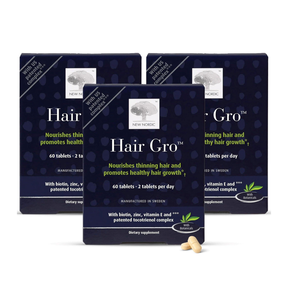 New Nordic Hair GRO bottle front view for daily hair support.