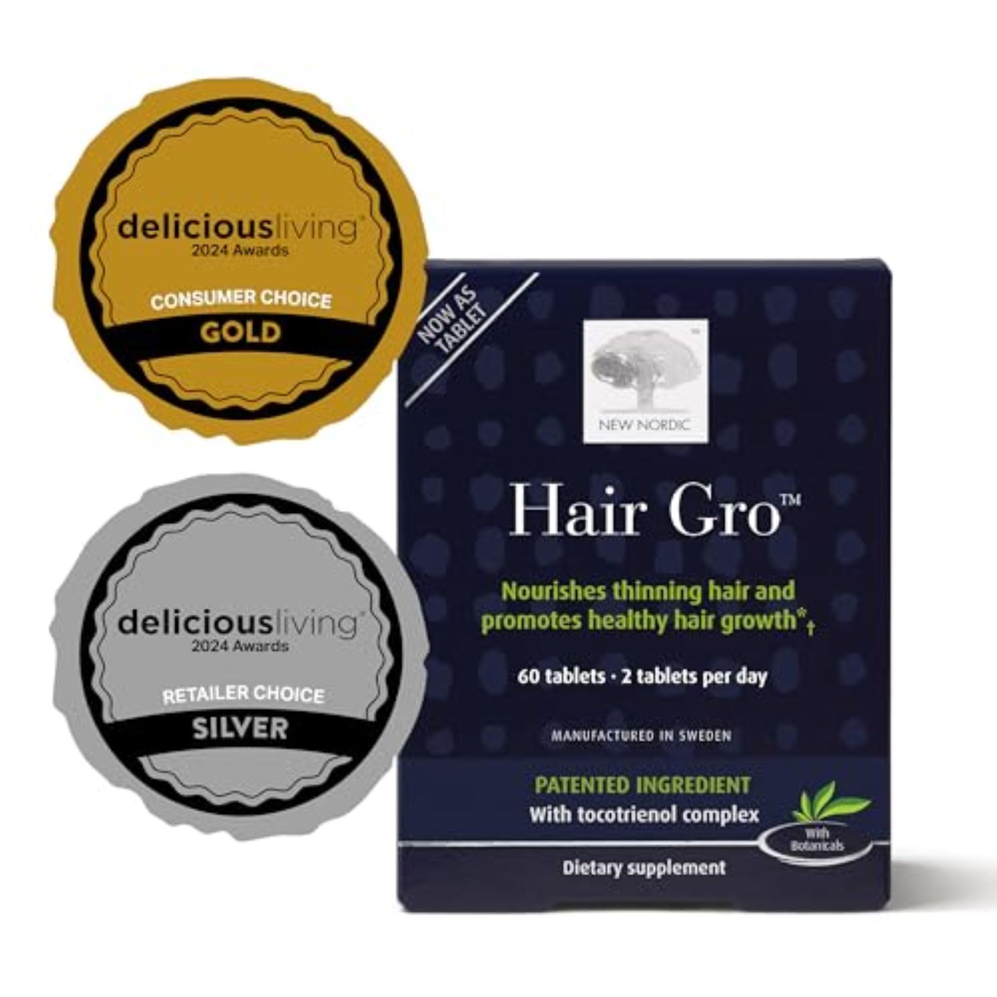 NEW NORDIC Hair GRO tablets close-up for daily healthy hair routine.