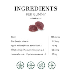 NEW NORDIC Hair Volume Gummies bottle back highlights Biotin and herbal blend.