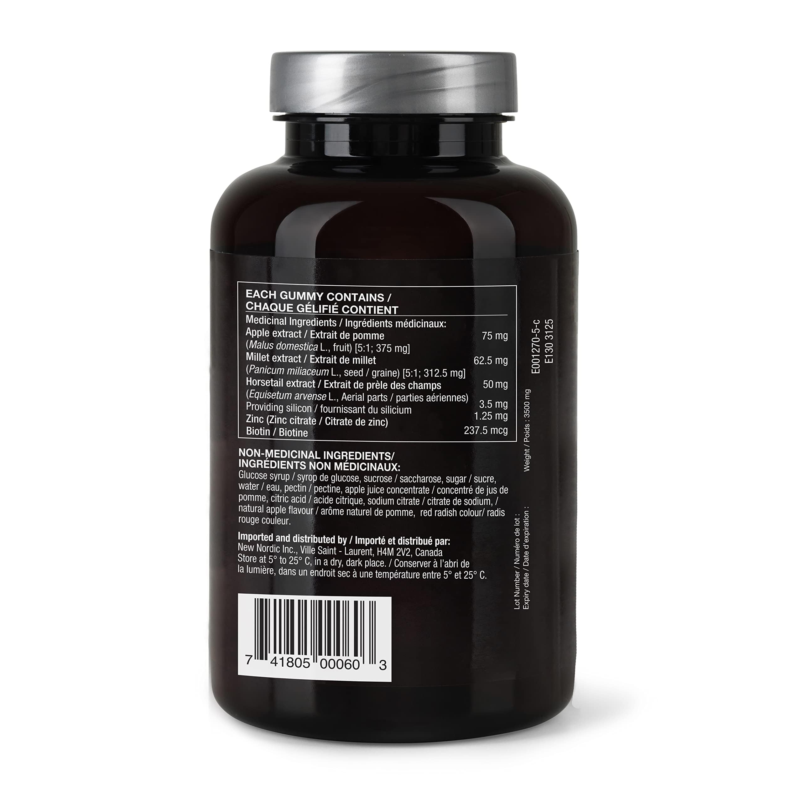 NEW NORDIC Hair Volume Gummies three-pack bottle display.
