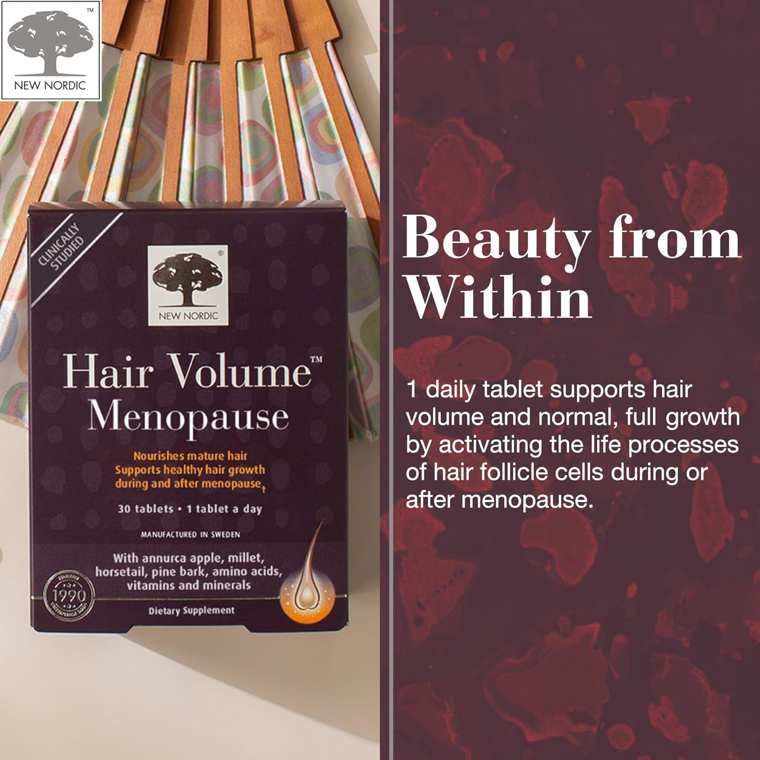 New Nordic Hair Volume Menopause annurca apples imagery signaling natural procyanidins.