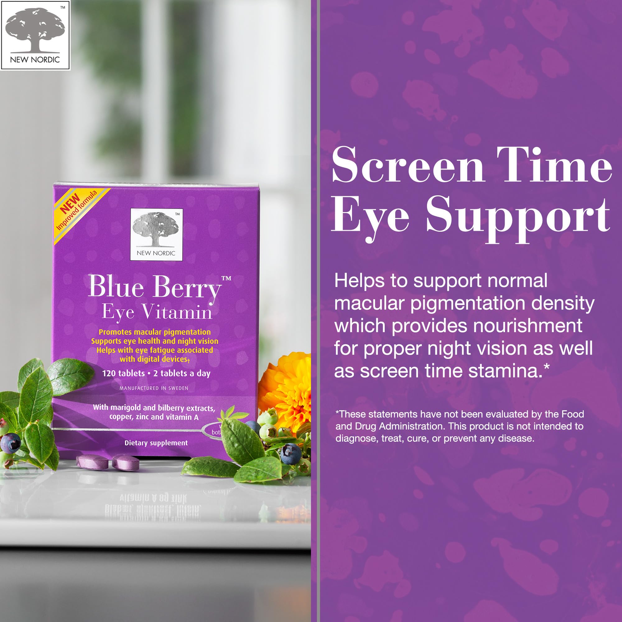 New Nordic vegan non-GMO eye health supplement with clean ingredients.