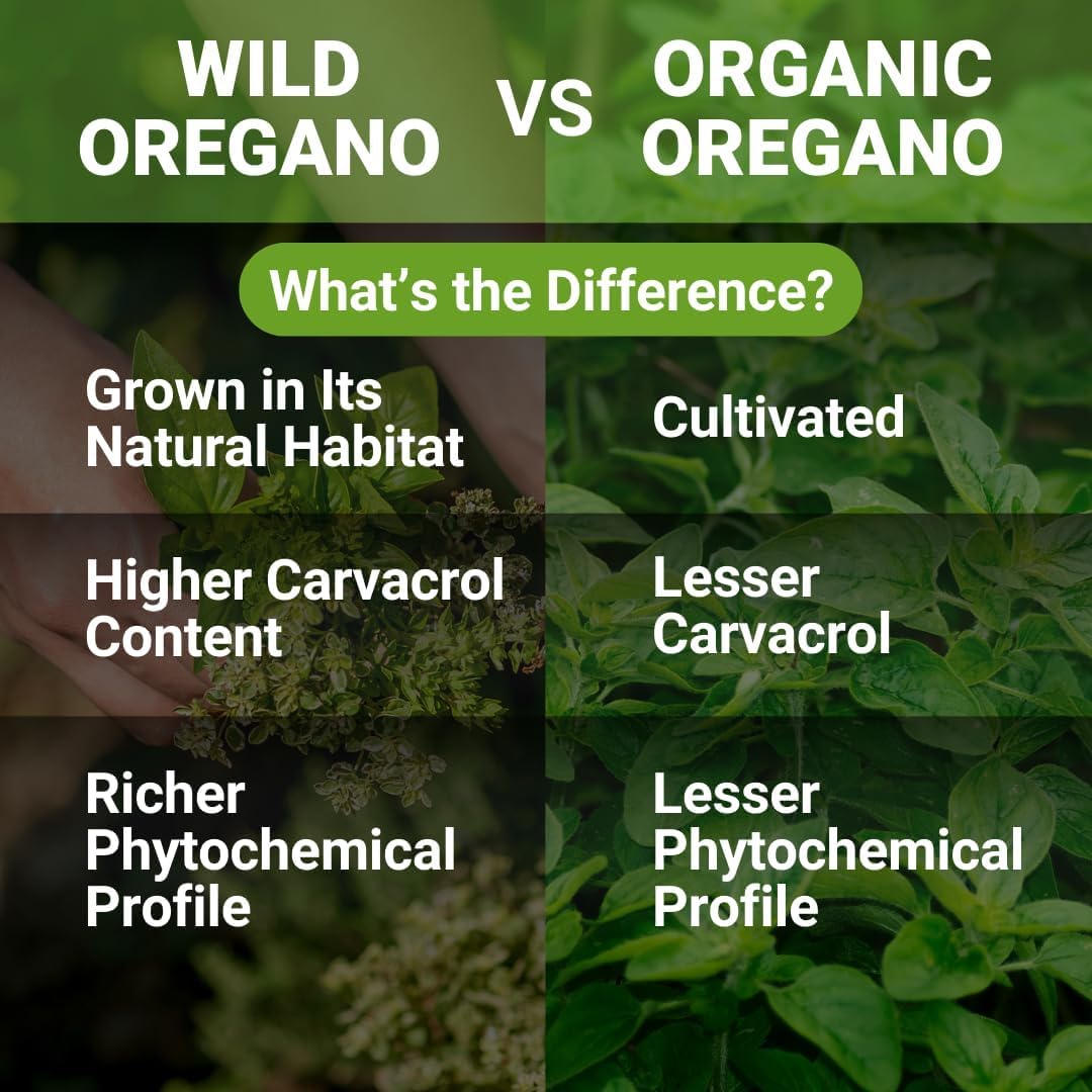New Roots Herbal Wild Oregano Oil image suggests immune support potential.