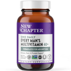New Chapter Men’s Multivitamin 40+ bottle supports daily energy and immune function.