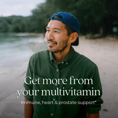 New Chapter Men’s Multivitamin 40+ capsules highlight easy digestion.