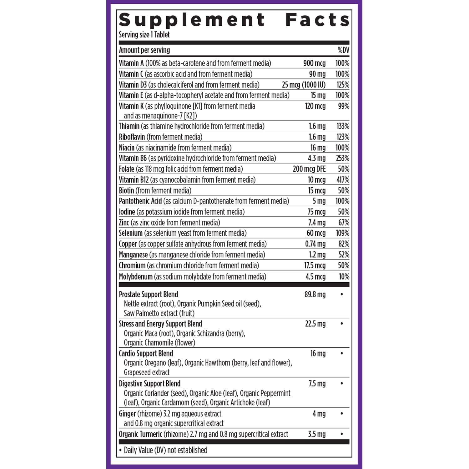 One daily tablet shown for easy digestion.