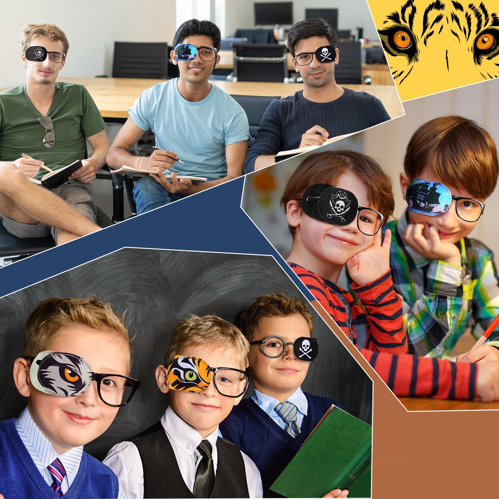 Newcotte eye patch with ghost pattern, appealing look supports comfortable glasses time