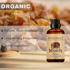 NewCraft Myrrh essential oil dropper closeup for precise use