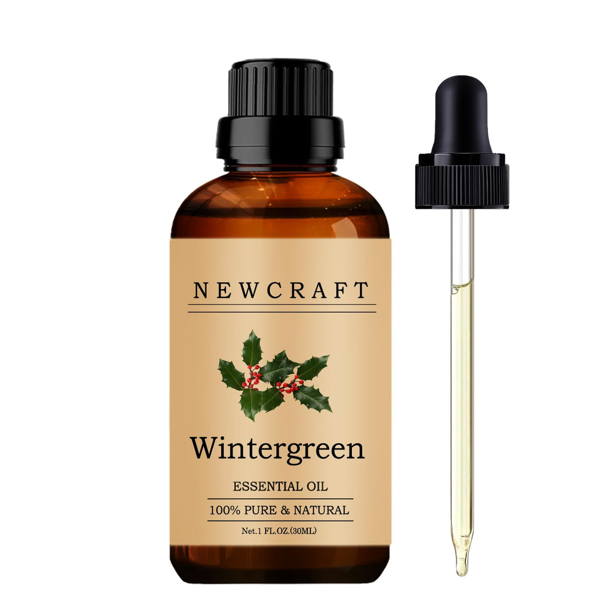 NewCraft Wintergreen bottle: pure essential oil for diffusers and DIY blends.