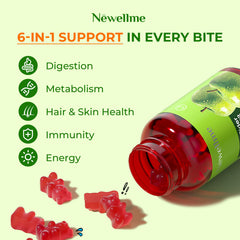 NEWELLME ACV Gummies with The Mother smooth chew reduces vinegar bite