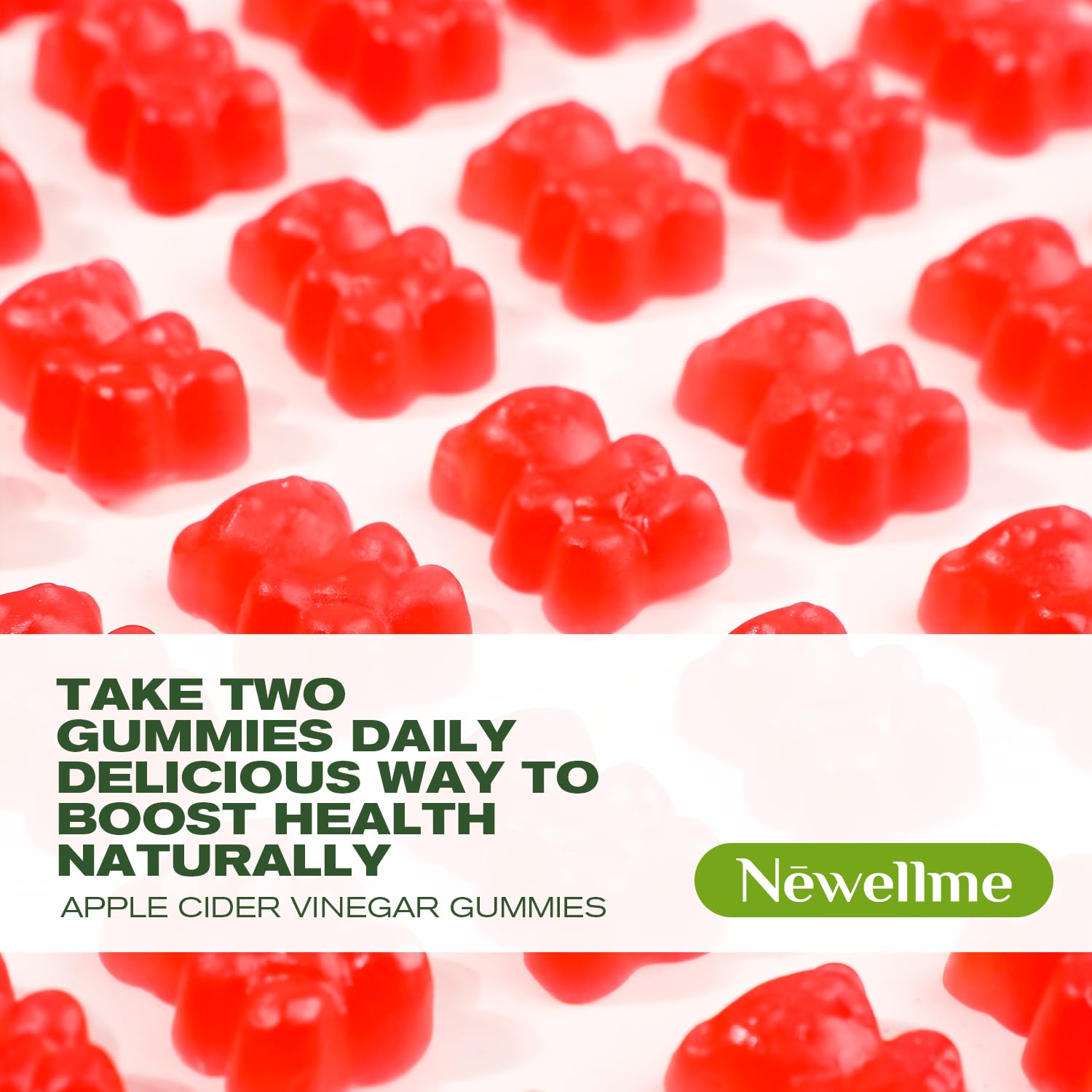 NEWELLME Sugar-Free ACV Gummies textured gummies ready to bite.