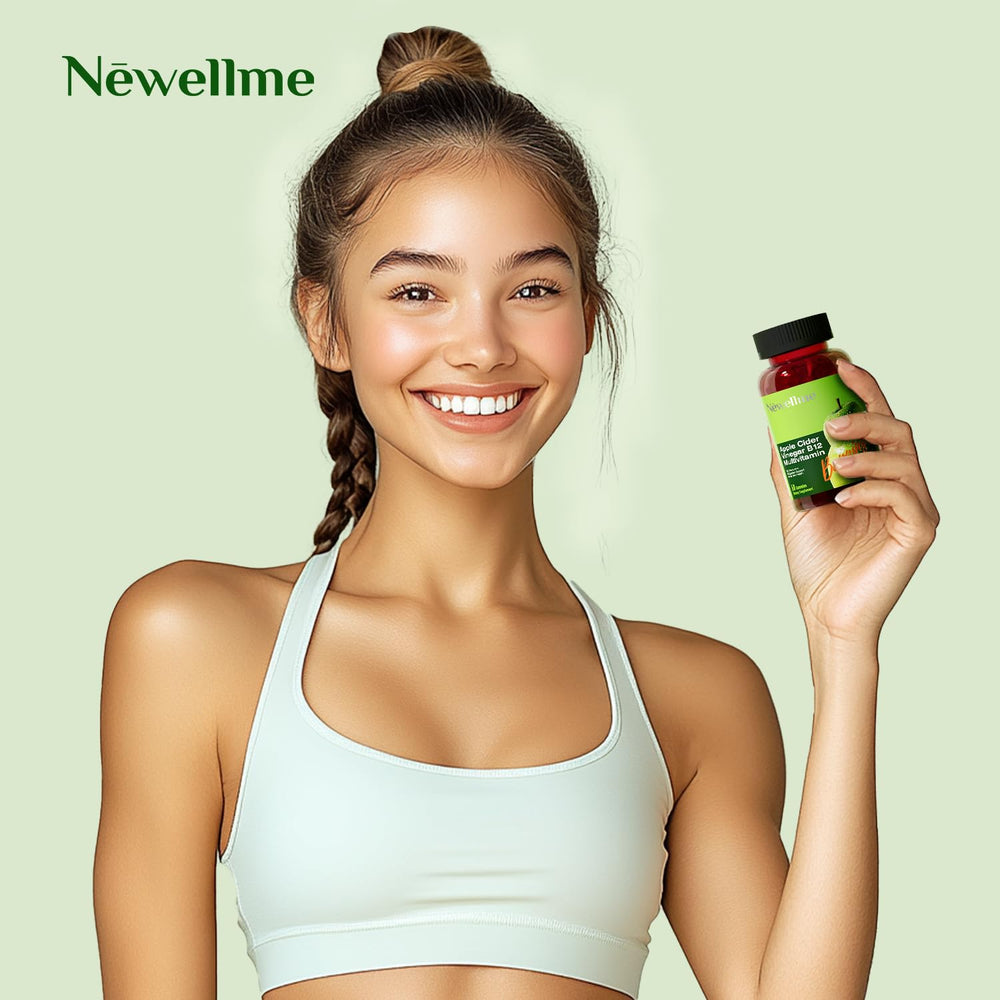 NEWELLME Sugar-Free ACV Gummies vegan gluten-free symbol on label.