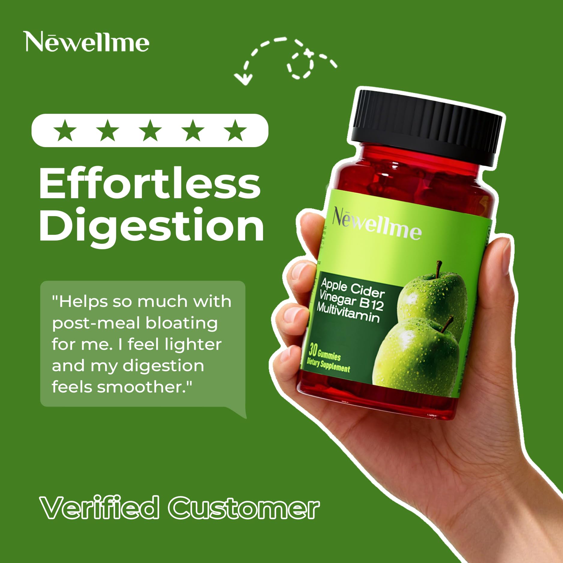 NEWELLME Vegan multivitamin formula pack illustrating plant-based, gluten-free options.