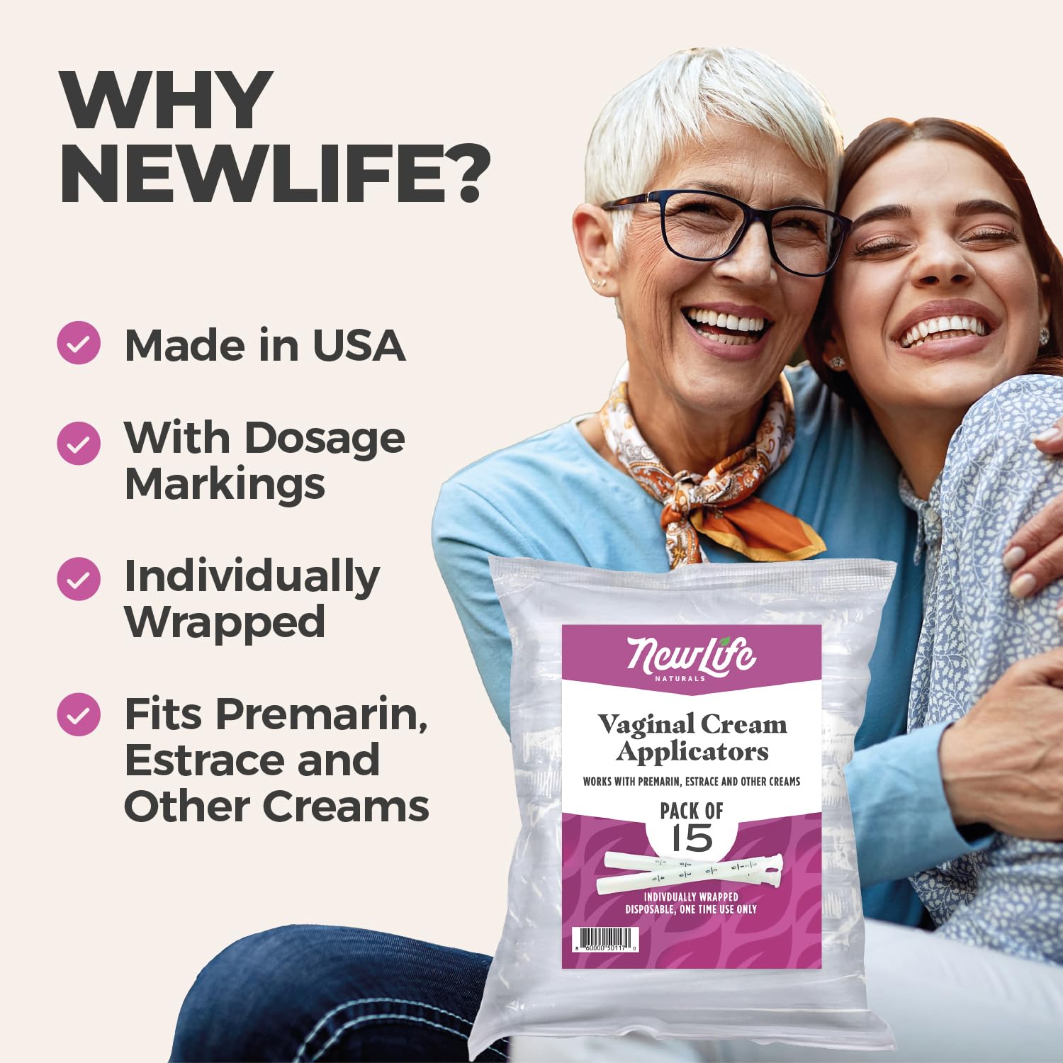NewLife Naturals – aplicadores envueltos individualmente para mayor higiene.