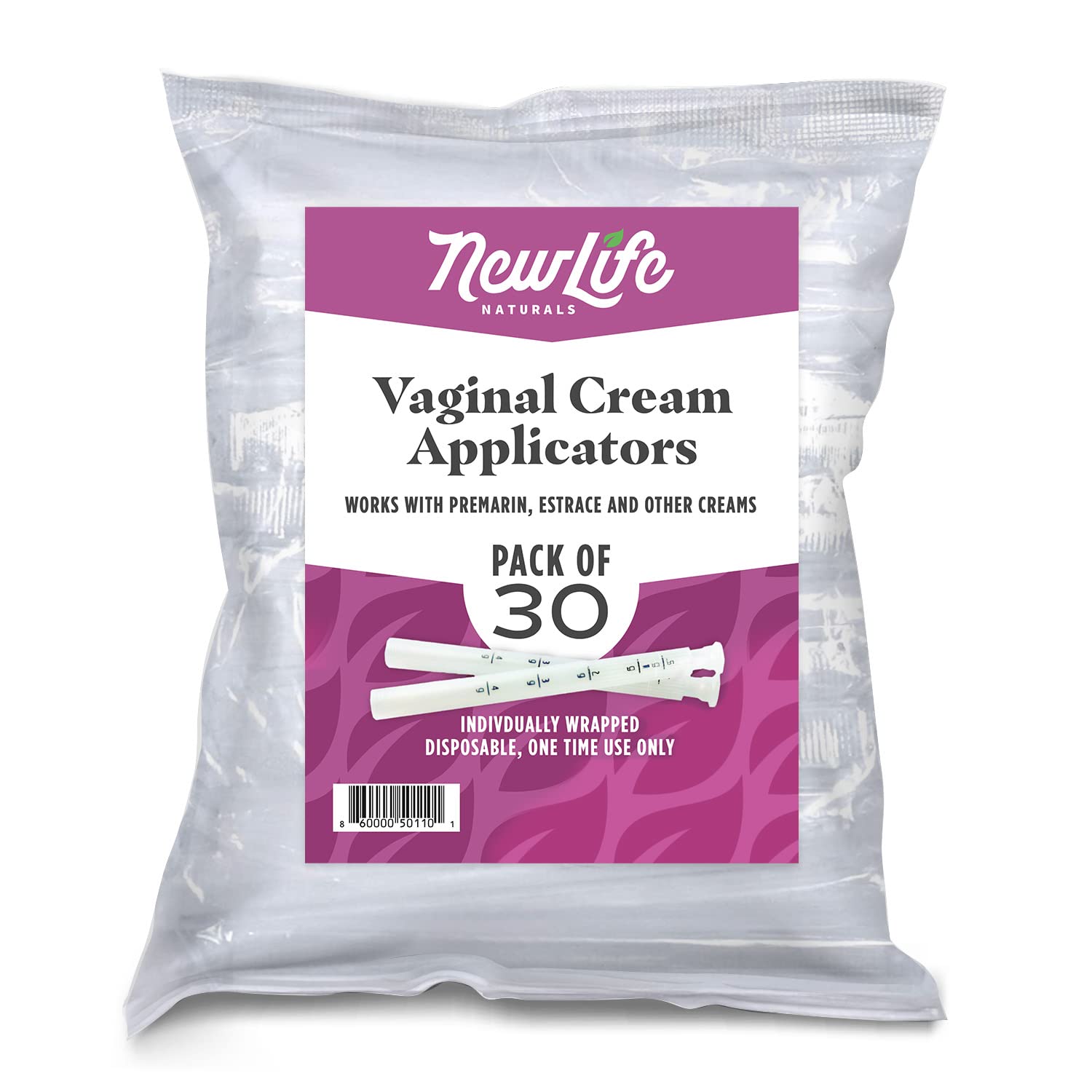 NewLife Naturals disposable vaginal applicator with comfort tip for gentle, easy insertion.