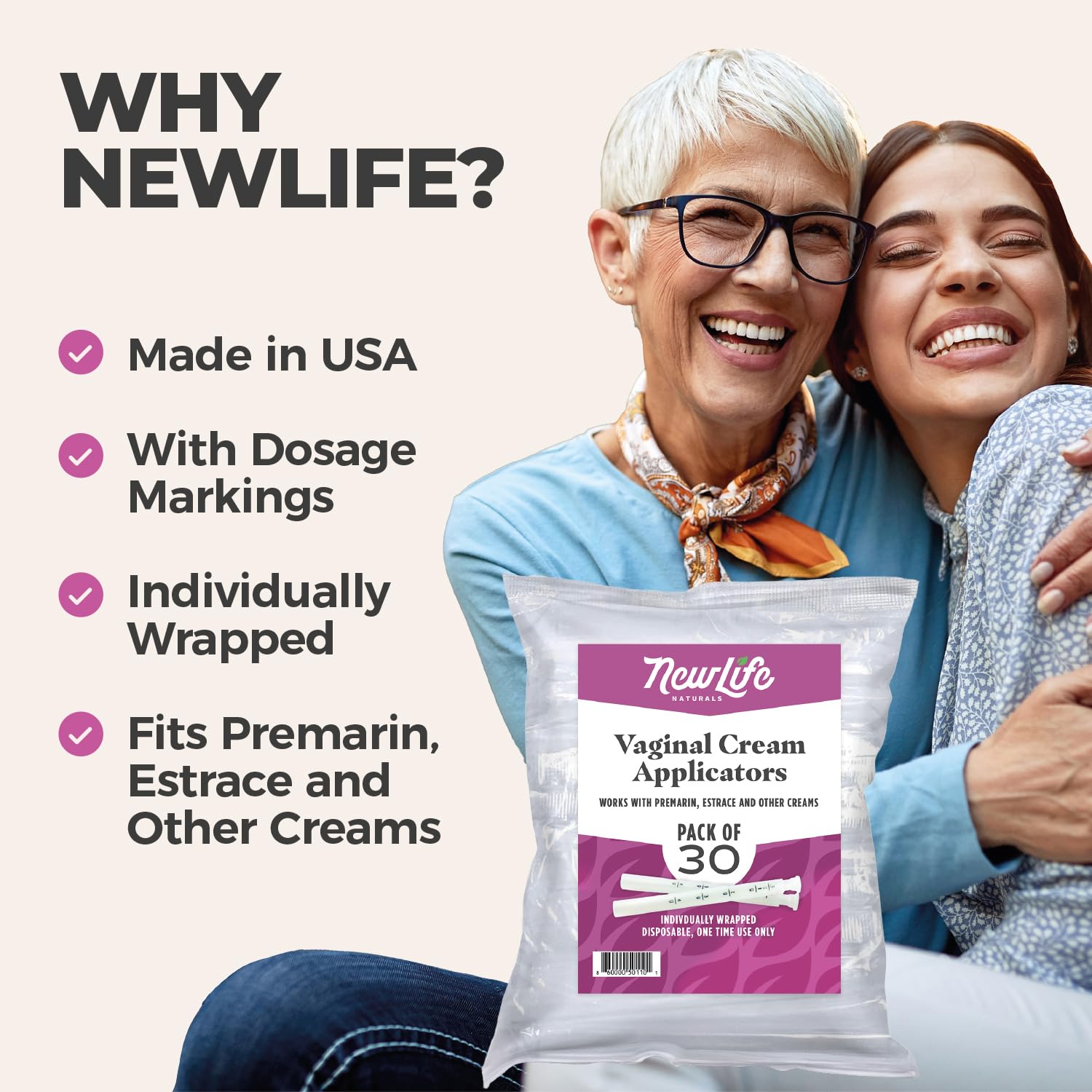 NewLife Naturals individually wrapped applicator ensures sterile use.