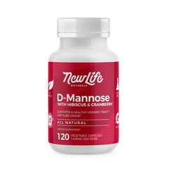 NewLife Naturals D-Mannose capsules bottle front view for urinary health.