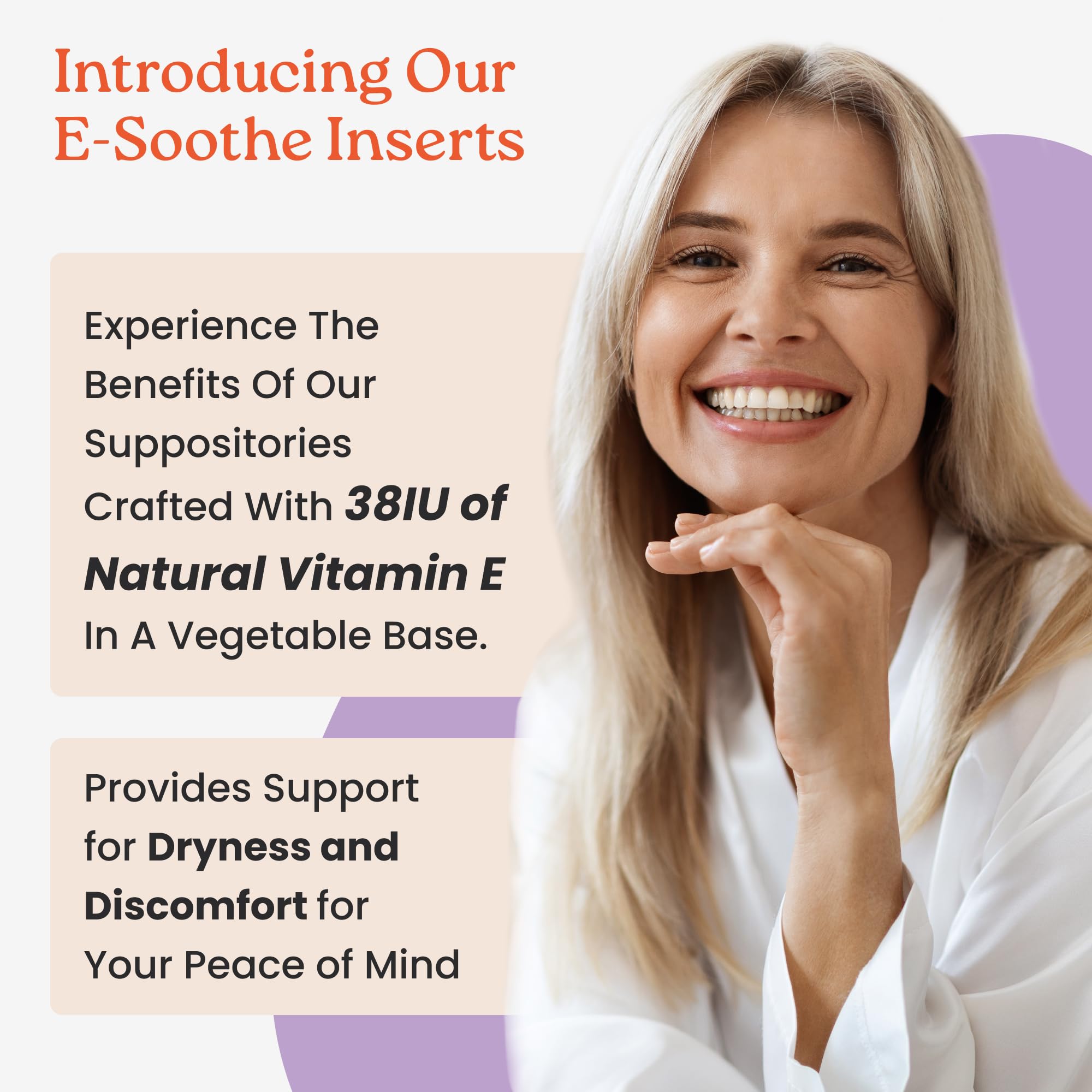 Closeup of NewLife Naturals Vitamin E insert shows smooth texture for comfortable use.