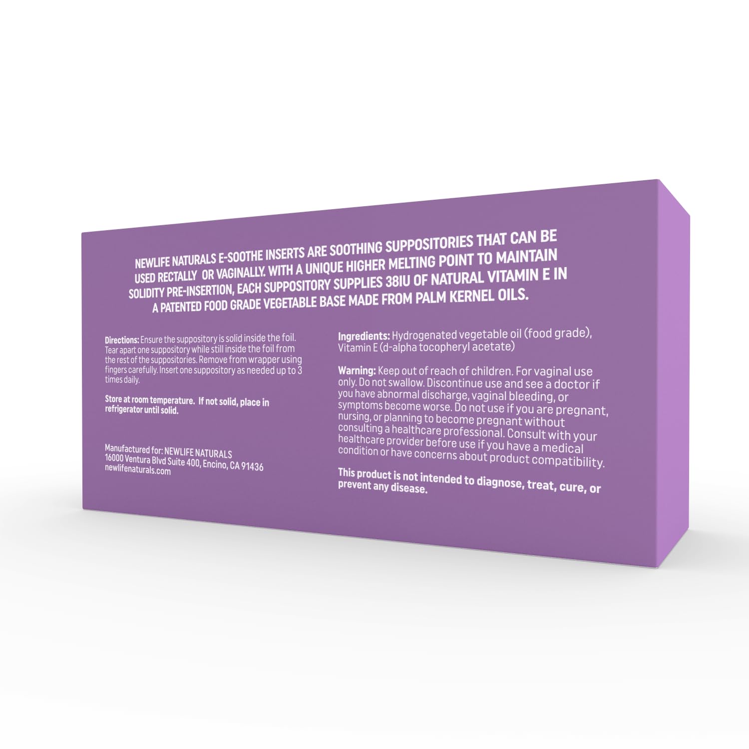 NewLife Naturals packaging label emphasizes hormone-free, clean feminine care.