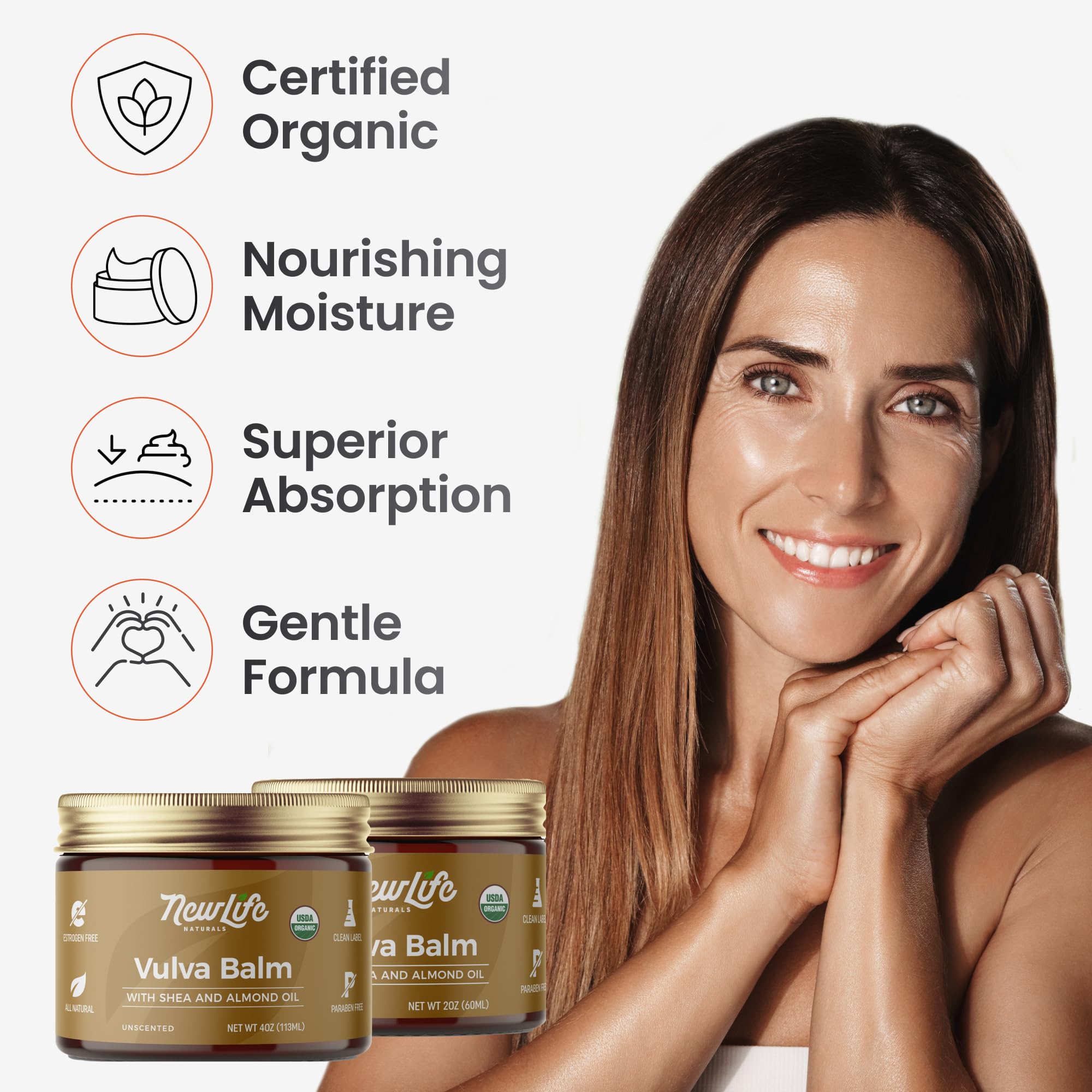 NewLife Naturals vulva balm butter ingredients include olive oil, honey, and shea for nourishment.