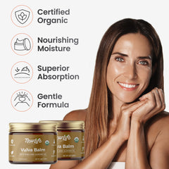 NewLife Naturals vulva balm butter ingredients include olive oil, honey, and shea for nourishment.