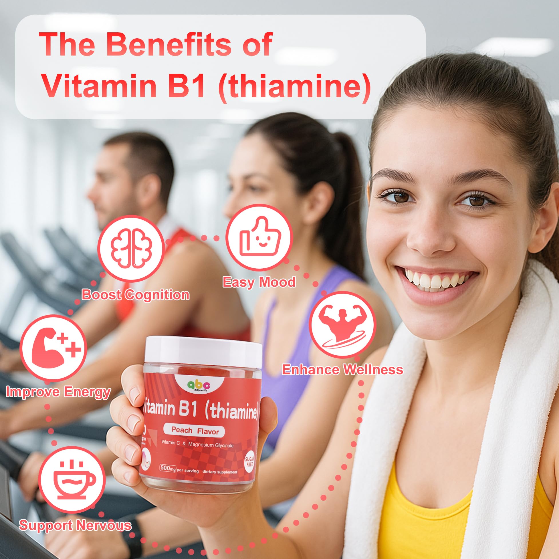 NEWOLITE Vitamin B1 Gummies bottle label close-up, vegan and non-GMO