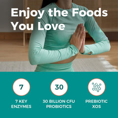 NewRhythm Digestive Enzymes ingredients panel lists seven plant enzymes