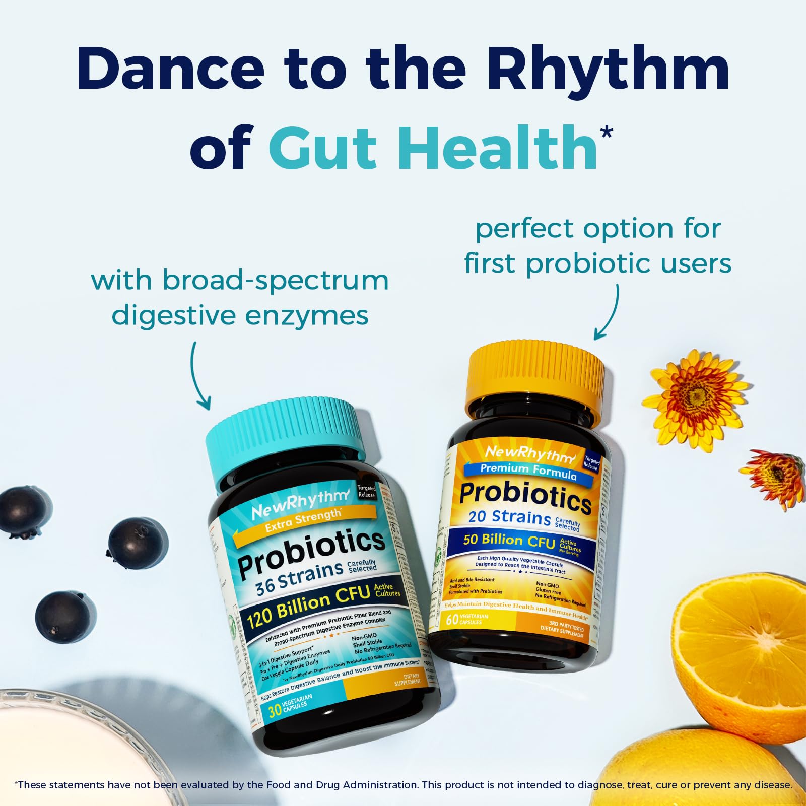 NewRhythm Probiotics made-in-new-york stamp suggests high-quality manufacturing.