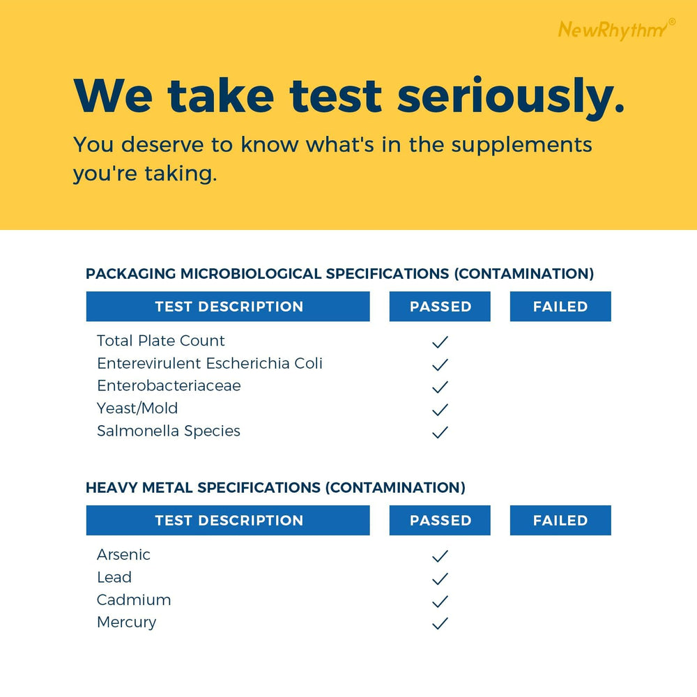NewRhythm Probiotics packaging emphasizes added prebiotics fiber for digestive support.