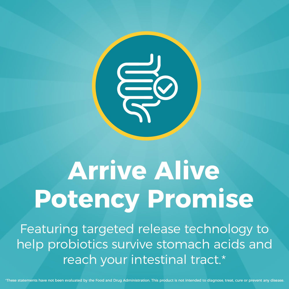 NewRhythm Probiotics targeted-release technology image conveys stomach-safe delivery.