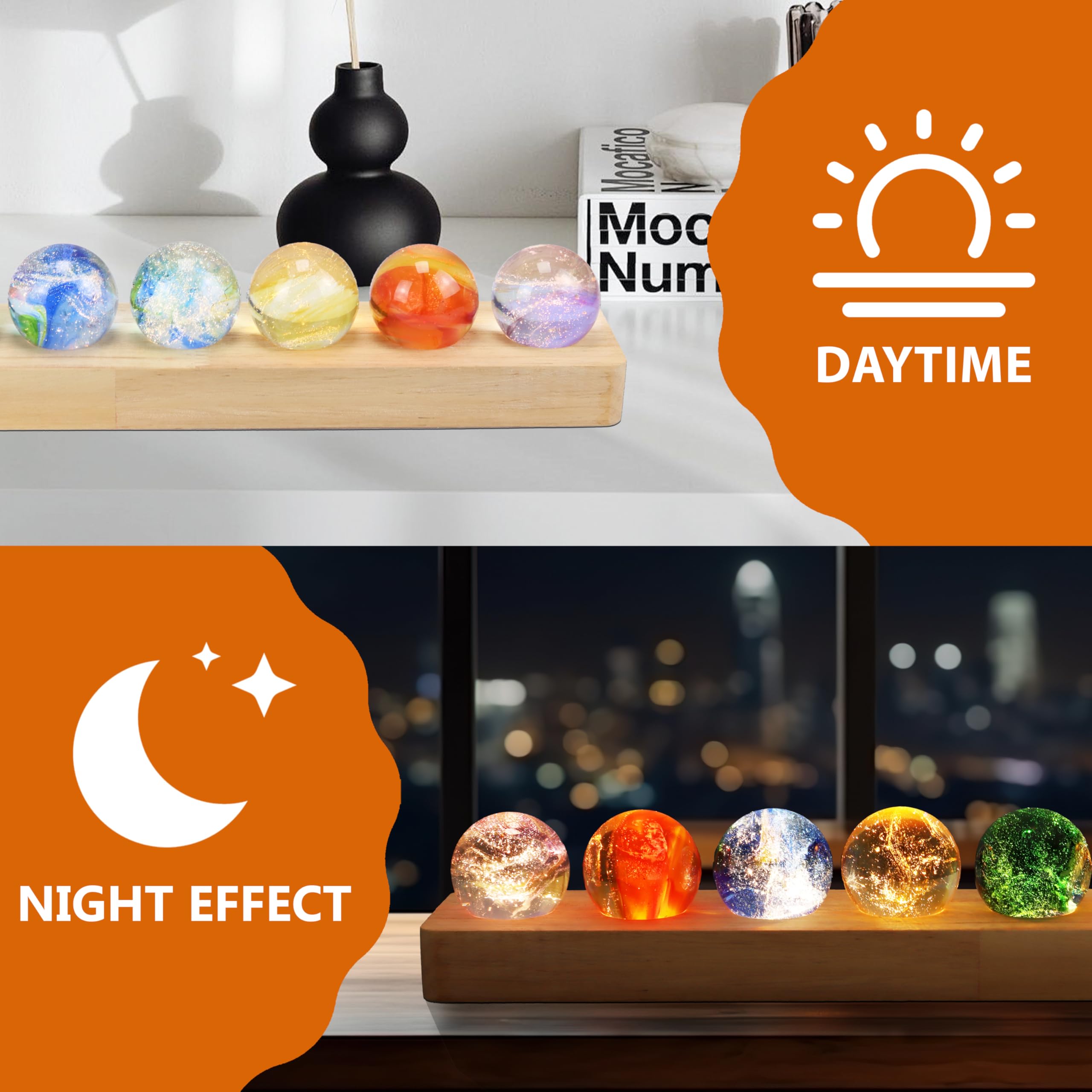 NewRiu LED wooden stand lights the chakra stones for nighttime relaxation