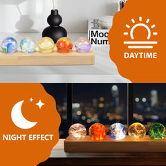 NewRiu LED wooden stand lights the chakra stones for nighttime relaxation
