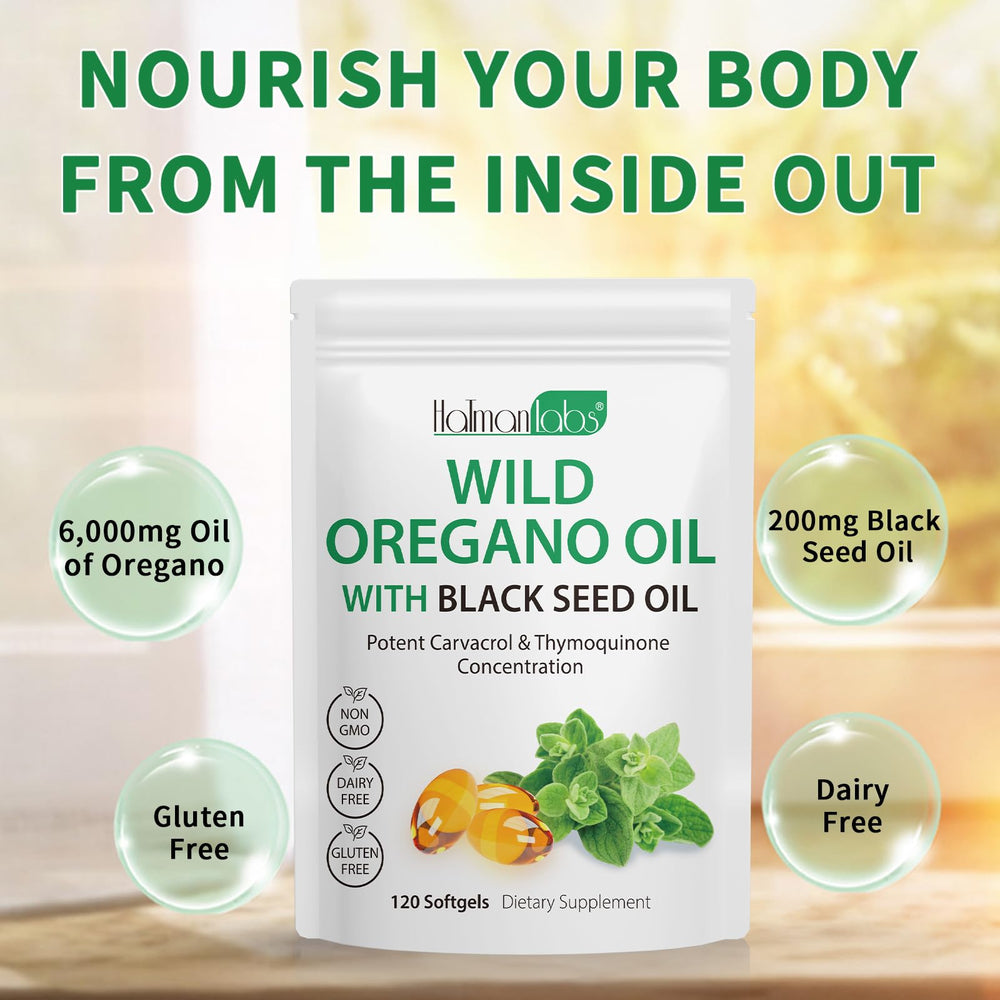 Newseel 2-in-1 oregano and black seed softgels ready to use.