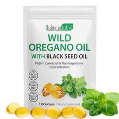 Newseel oregano oil softgel packaging highlights organic formula.