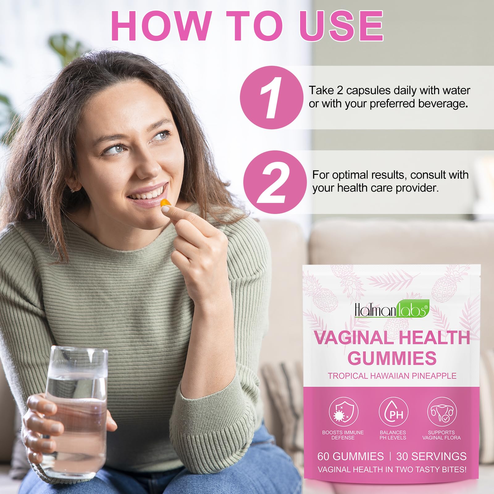 newseel Feminine health gummies on a shelf for daily vitality.