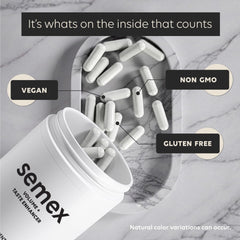 Ingredients list of Newt Semex featuring herbal extracts and natural sourcing