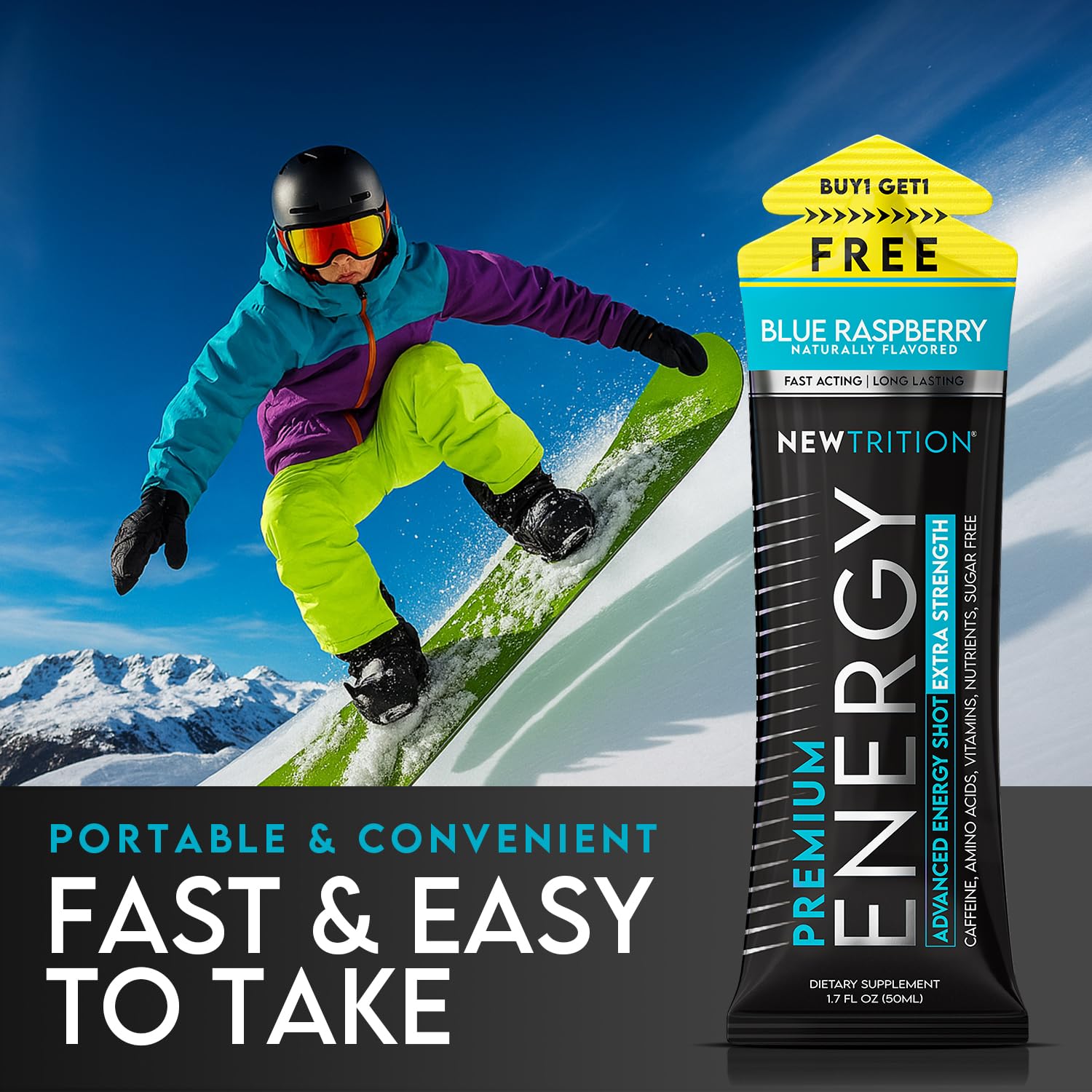 NewTrition zero sugar label offers guilt-free energy without calories.