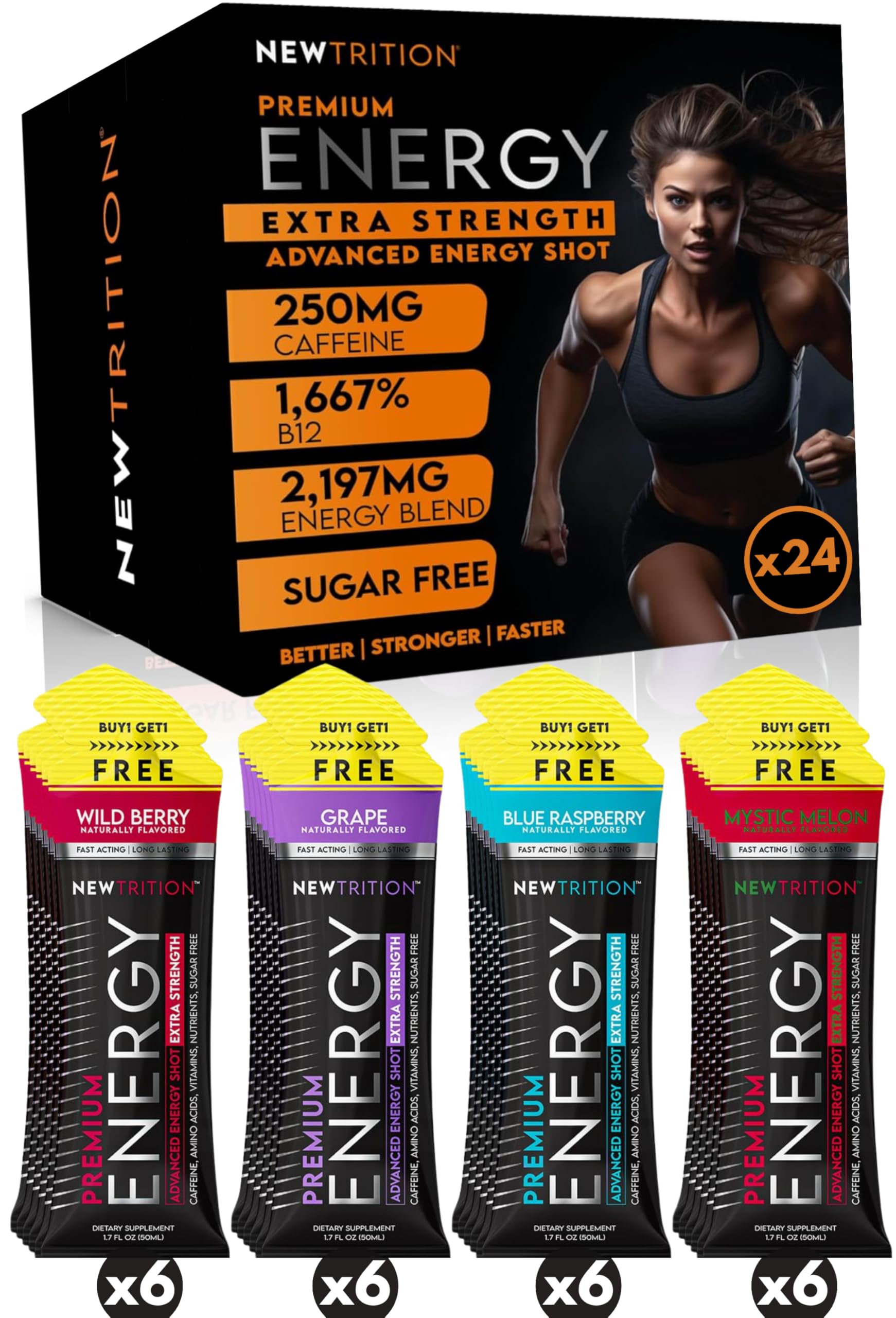 NewTrition energy shot pack ideal for travel, gym, or office tasks.