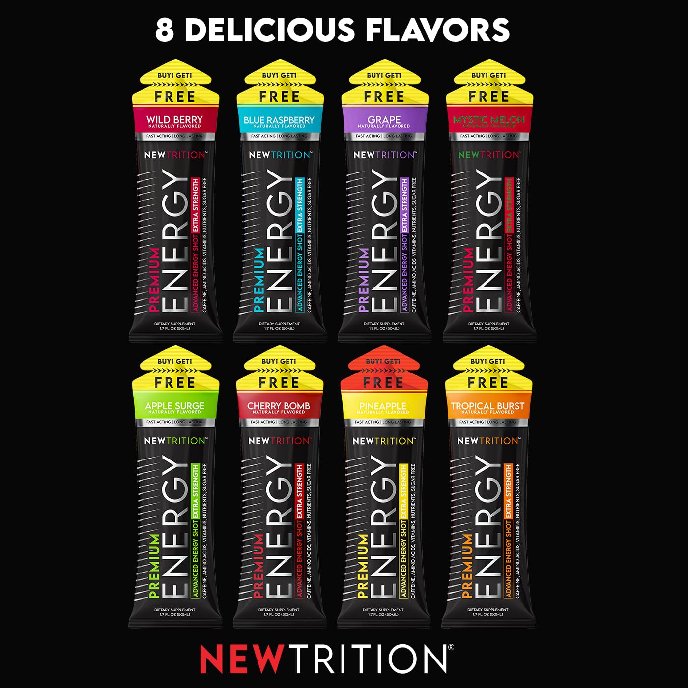NewTrition compact energy shot on the go fits desk and bag.