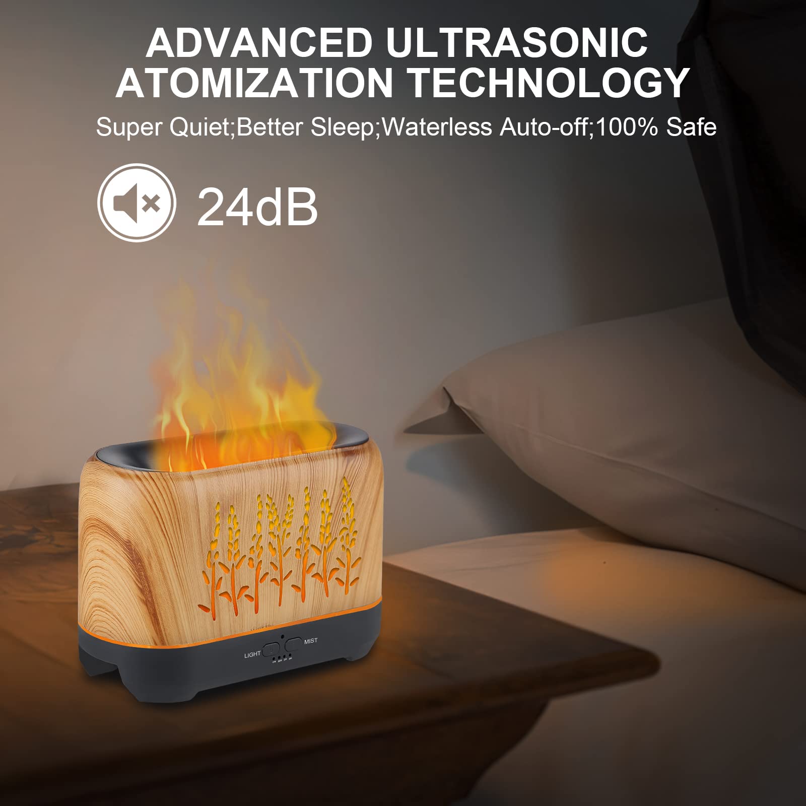 NEWYID diffuser with remote control enables effortless fragrance control from bed.