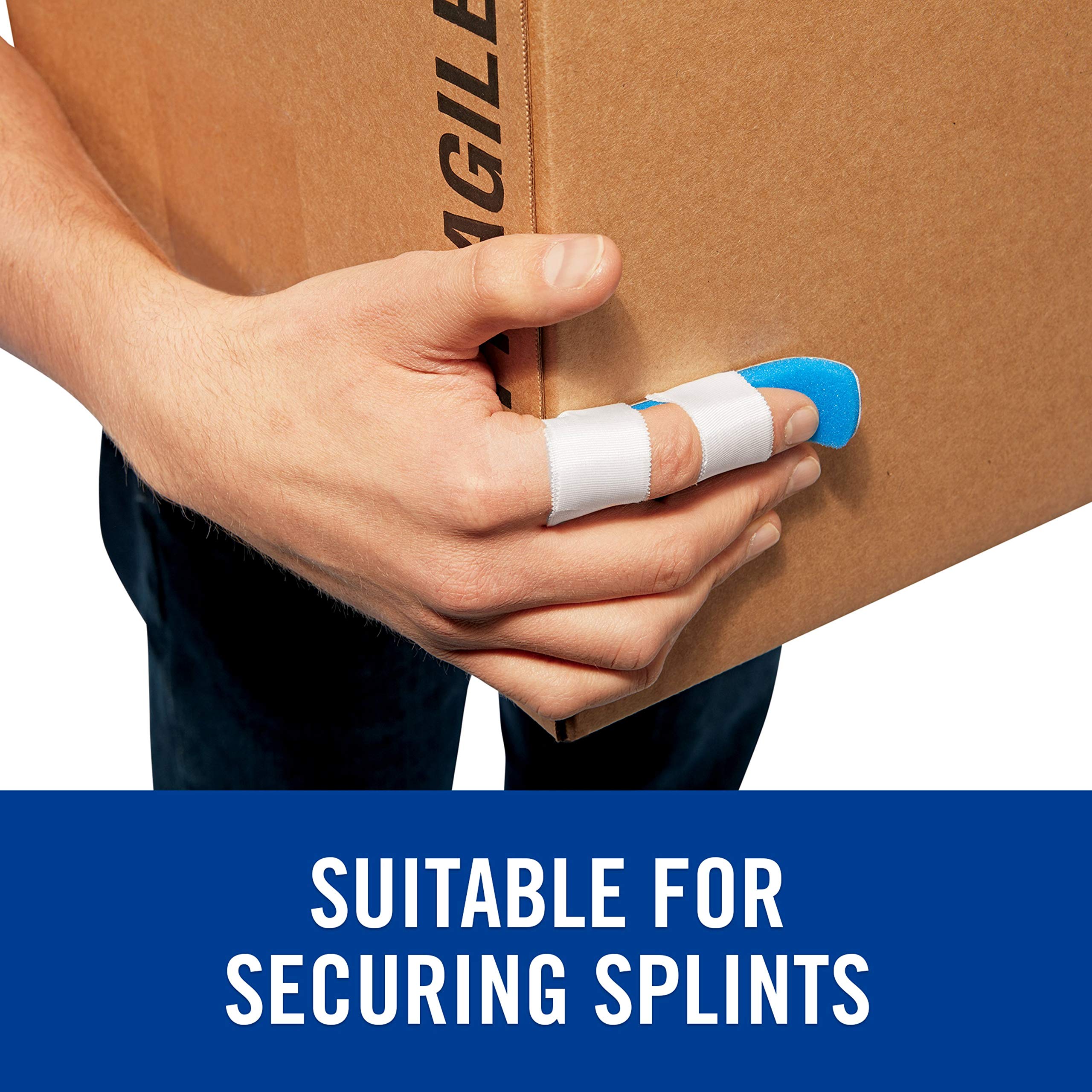 Nexcare Durapore tape for splint wrapping helps stability.