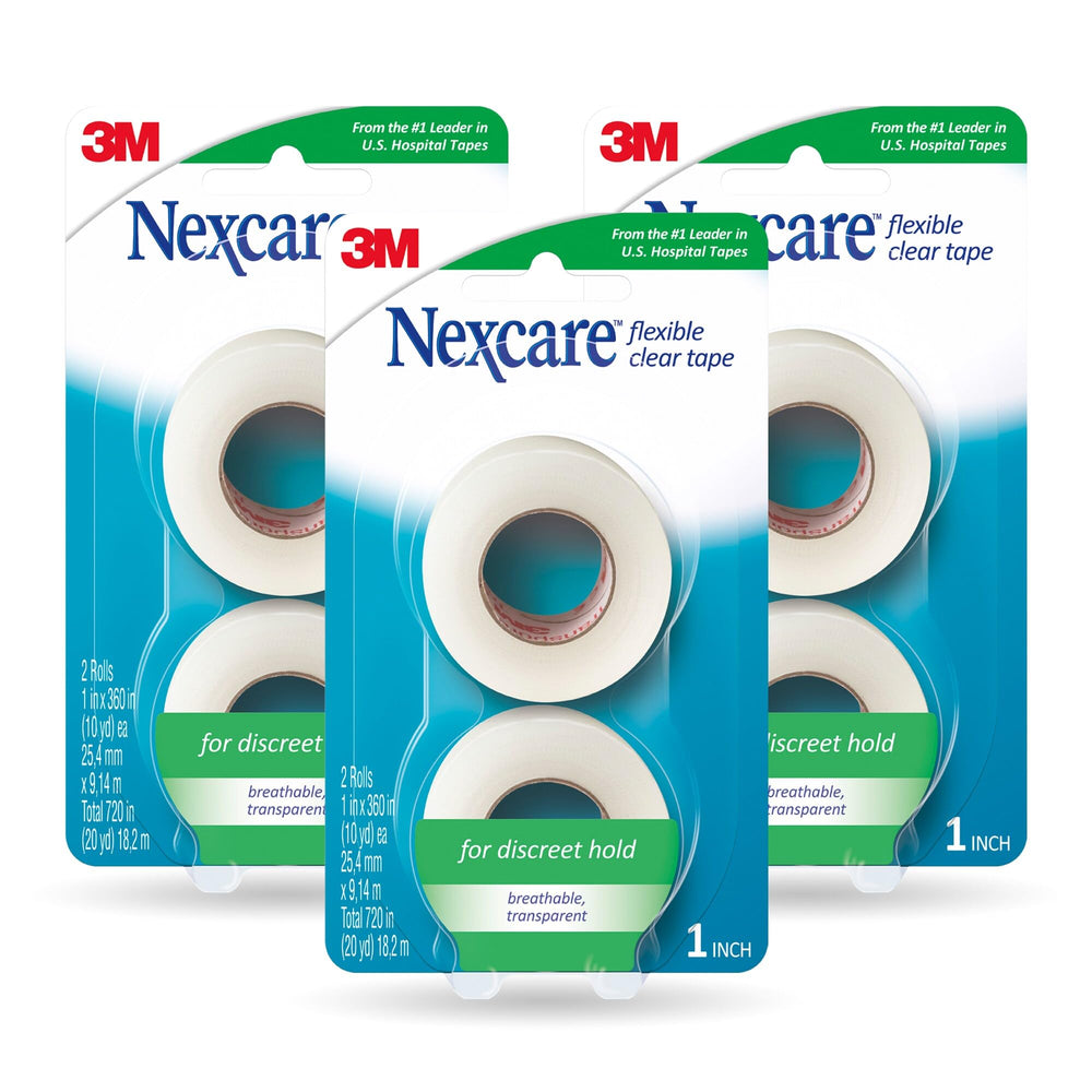 Nexcare Flexible Clear Tape six-roll pack for discreet bandaging