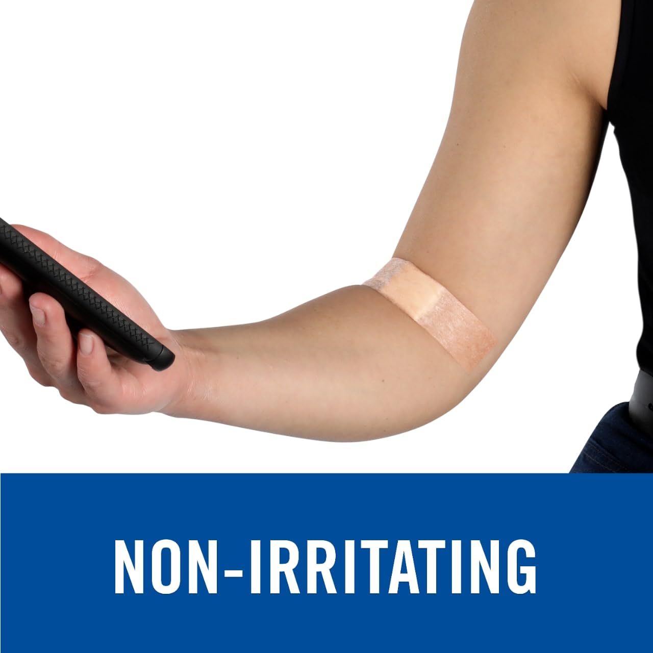 Breathable Nexcare tape with tan color, comfortable hold on joints.