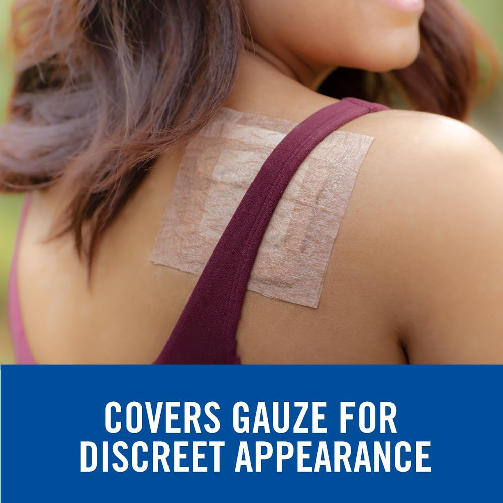 Two-roll Nexcare Gentle Paper Tan Tape kit, ideal for home and on-the-go.