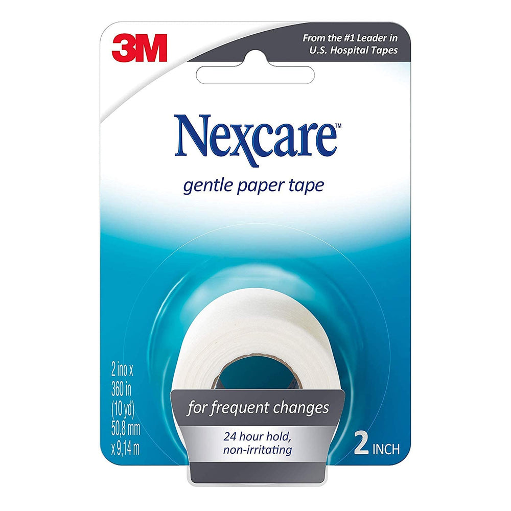 Nexcare Gentle Paper Tape securing gauze with gentle adhesive for fragile skin