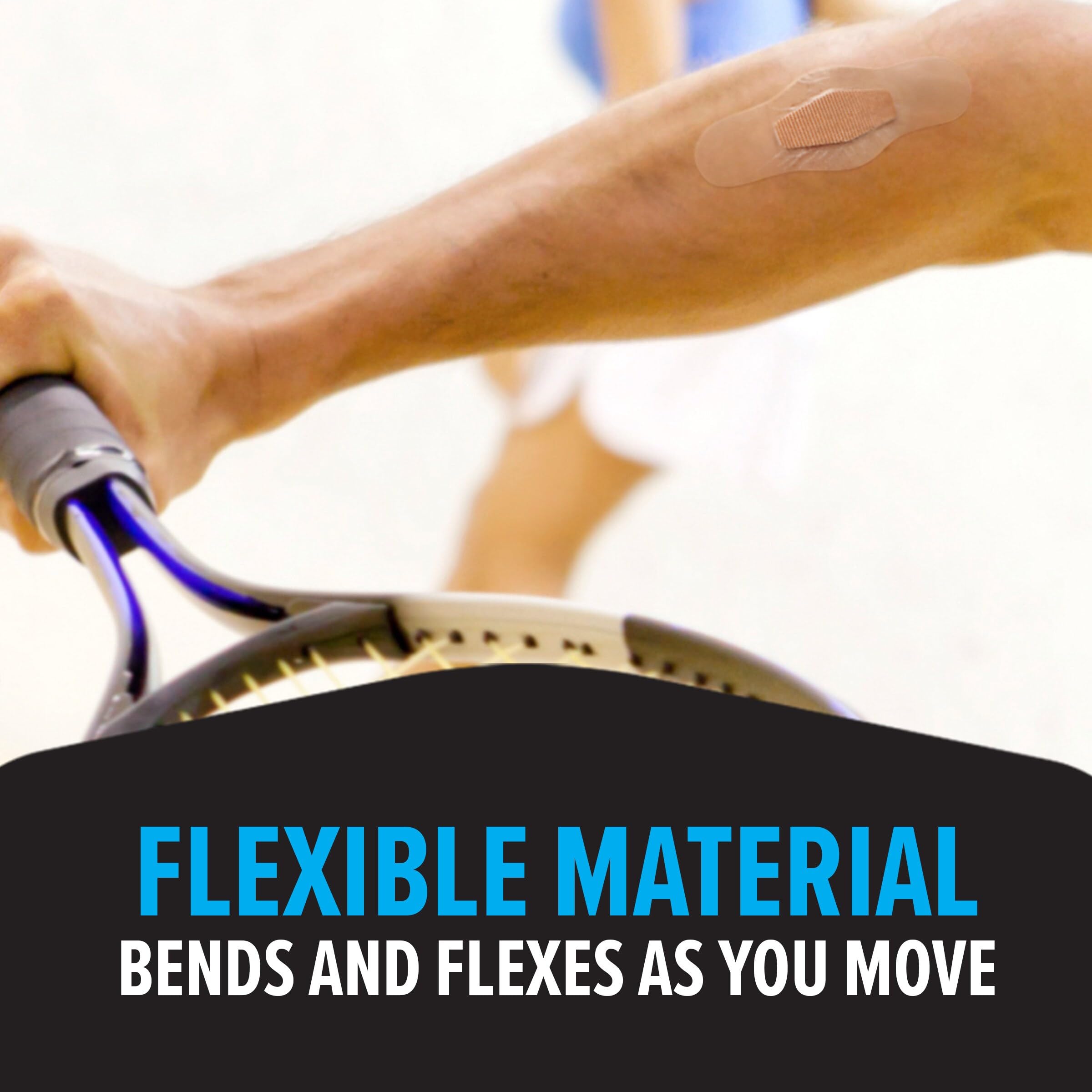 Nexcare Max Hold Bandages on heel or knee illustrate reliable mobility during activity.