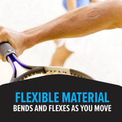 Nexcare Max Hold Bandages on heel or knee illustrate reliable mobility during activity.