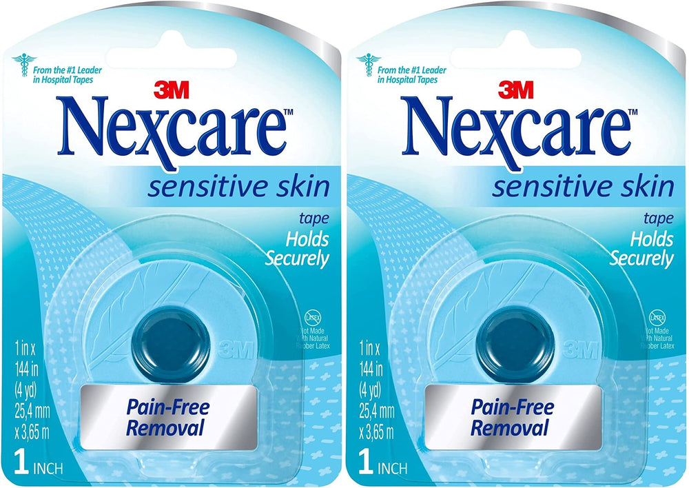 Nexcare Sensitive Skin Low Trauma Tape box and two rolls for home use
