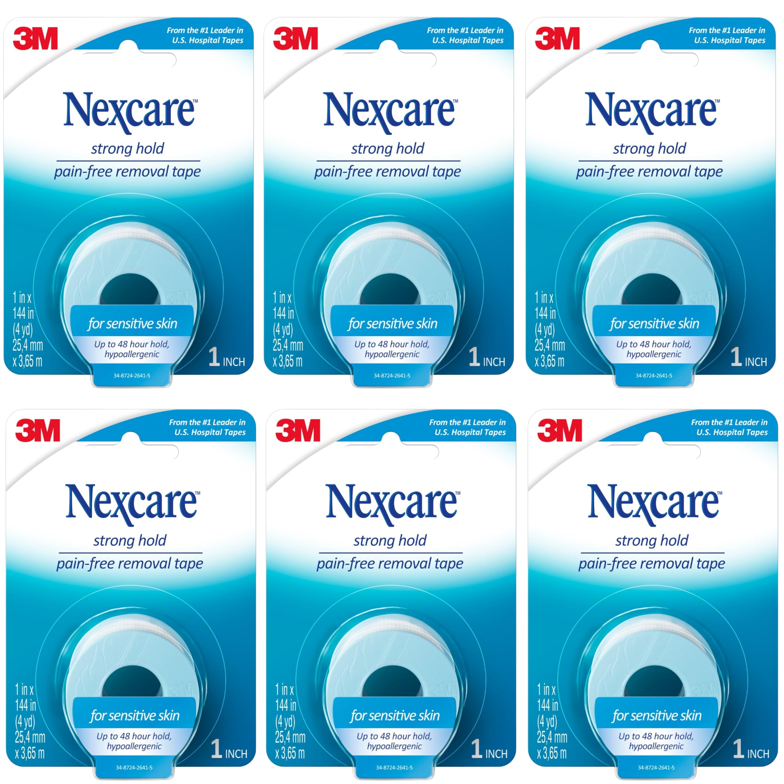 Nexcare Sensitive Skin Tape six-roll pack for easy home first aid