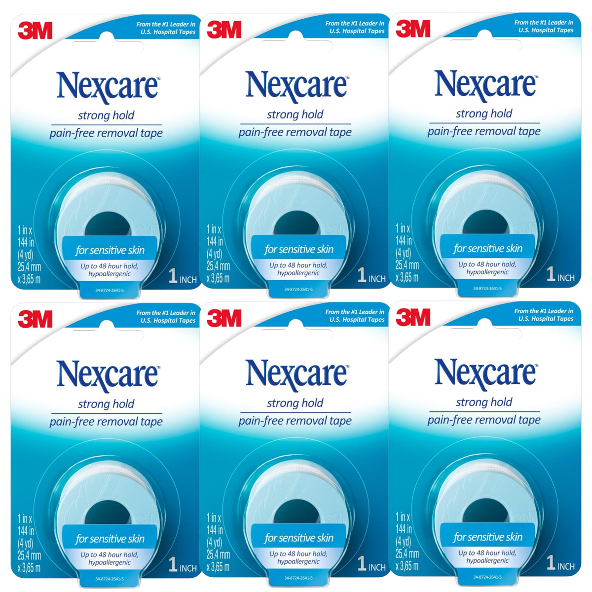 Nexcare Sensitive Skin Low Trauma Tape roll close-up with gentle adhesive for fragile skin.